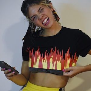 Xtreme Cropped Flames Shirt
